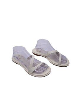 NWD Franco Sarto Gwyneth Leather Slide Flat Sandals Cream Size 7.5 Slip On